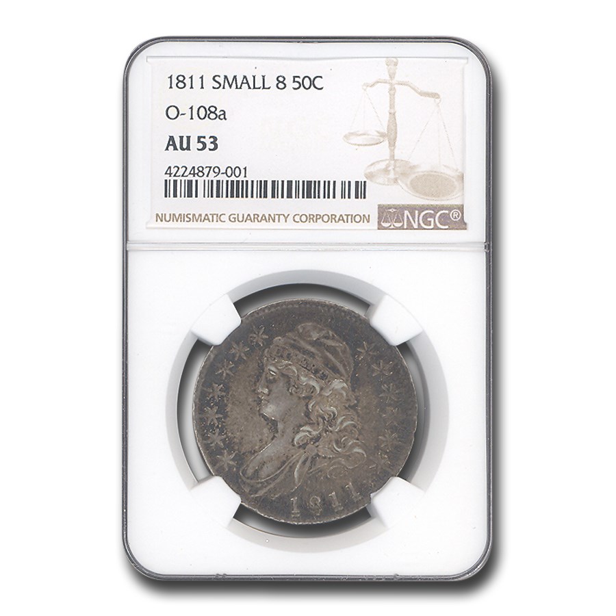 1811 Capped Bust Half Dollar AU-53 NGC (Small 8, O-108a)