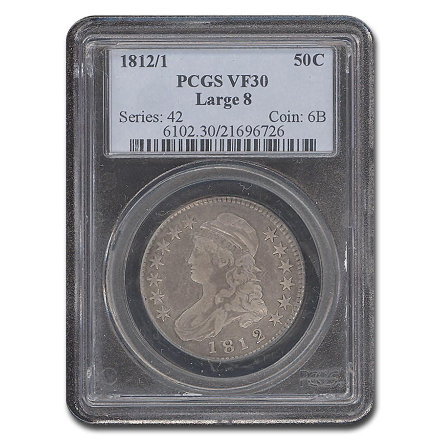 1812/1 Capped Bust Half Dollar VF-30 PCGS (Large 8)