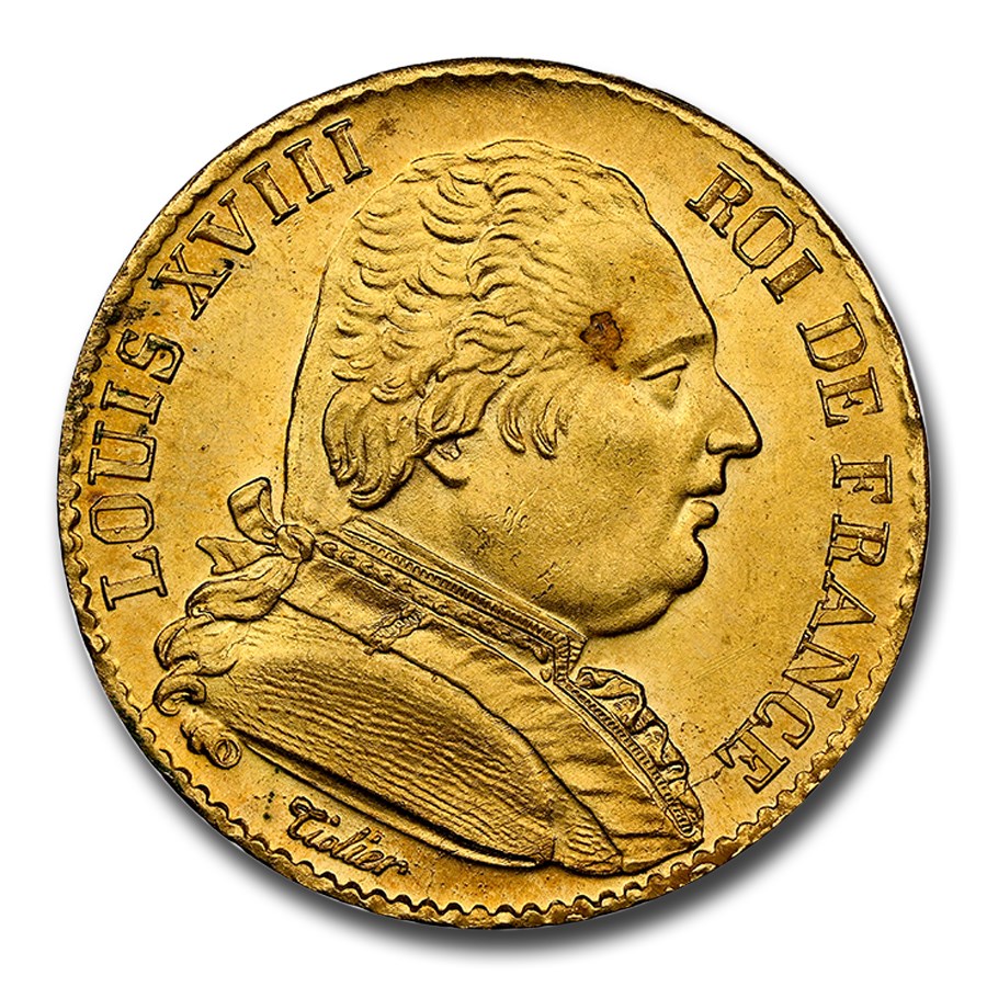 1814-A France Gold 20 Francs Louis XVIII MS-65 NGC