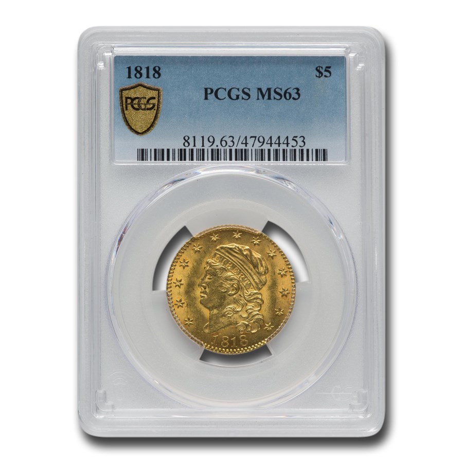 1818 $5 Capped Bust Gold Half Eagle MS-63 PCGS