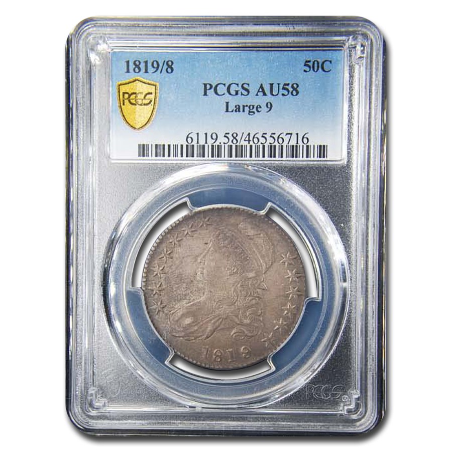 1819/8 Bust Half Dollar AU-58 PCGS (Large 9)