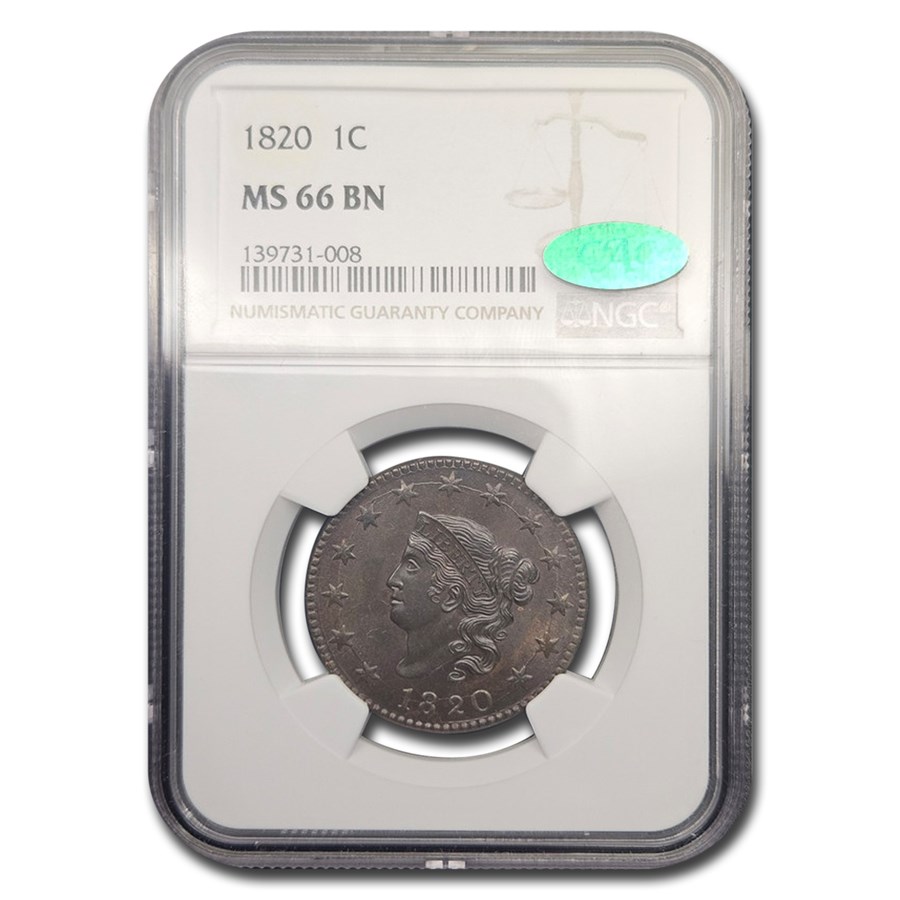 1820 Large Cent MS-66 NGC (Brown)