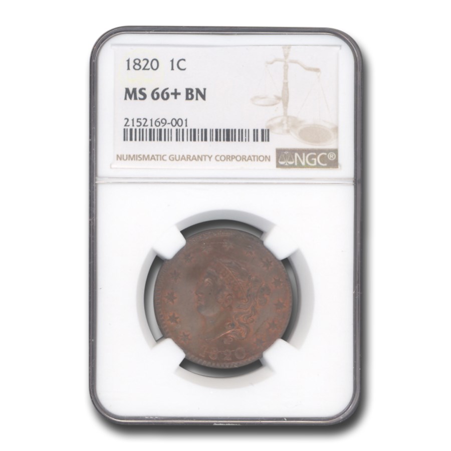 1820 Large Cent MS-66+ NGC (Brown)