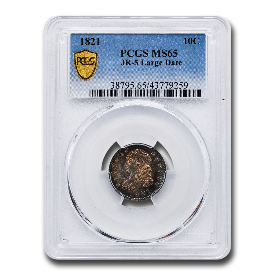 1821 Capped Bust Dime MS-65 PCGS (JR-5, Large Date)