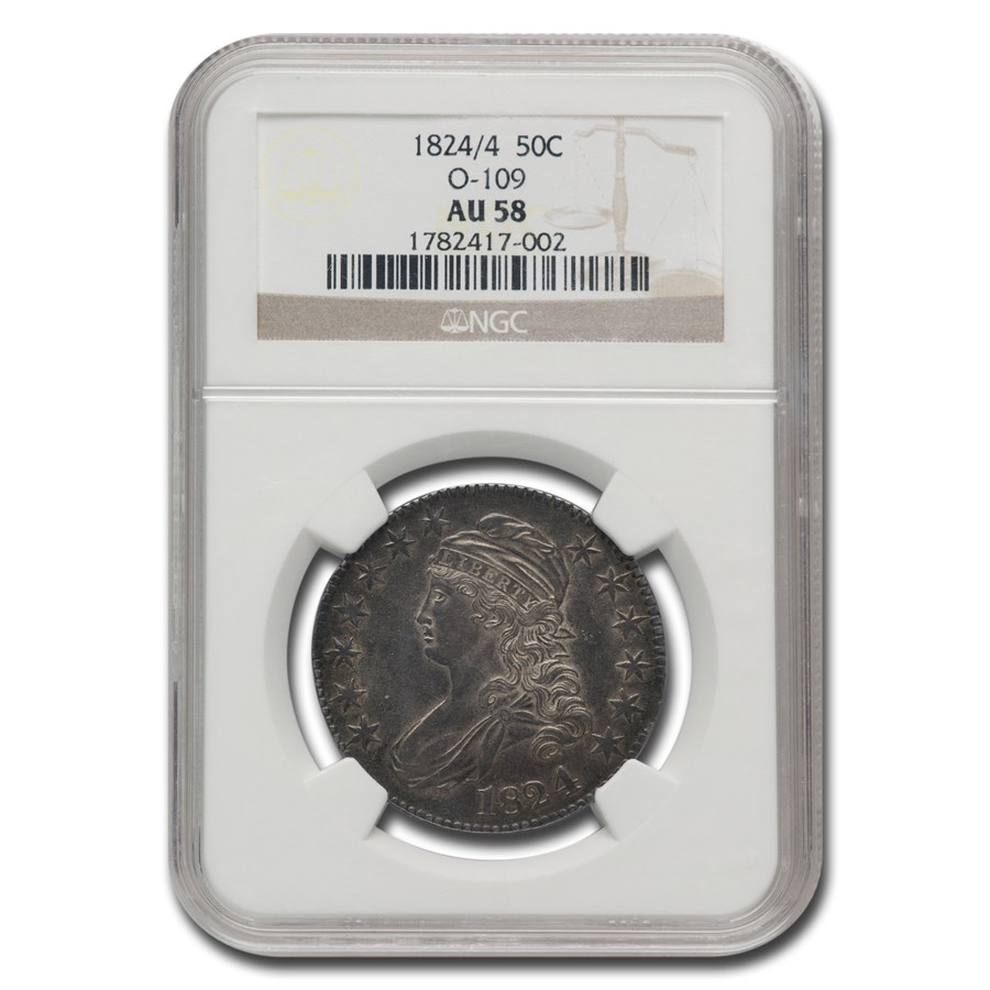 1824 Capped Bust Half Dollar AU-58 NGC