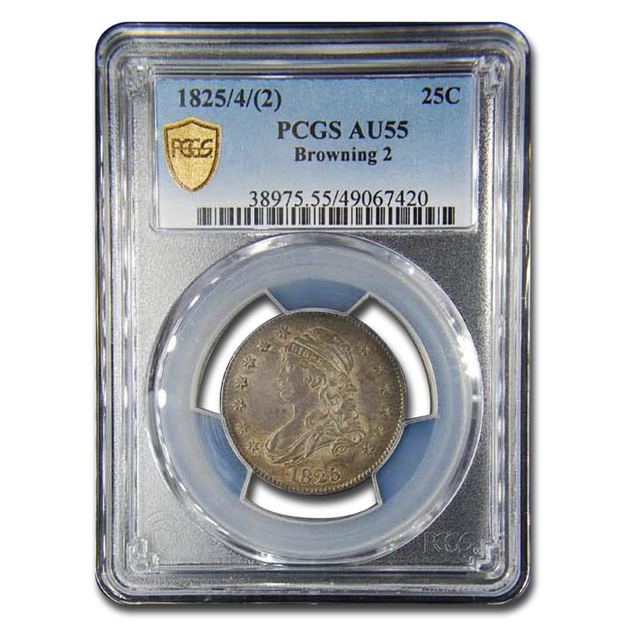1825/4(2) Capped Bust Quarter AU-55 PCGS (Browning 2)