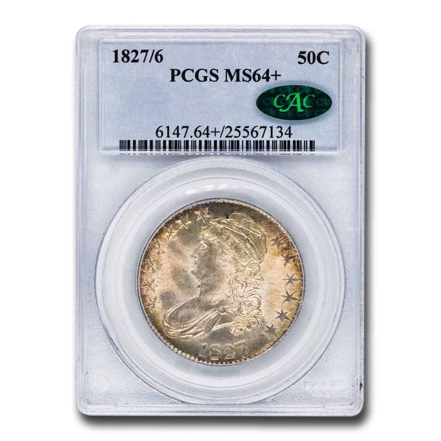 1827/6 Capped Bust Half Dollar MS-64+ PCGS CAC