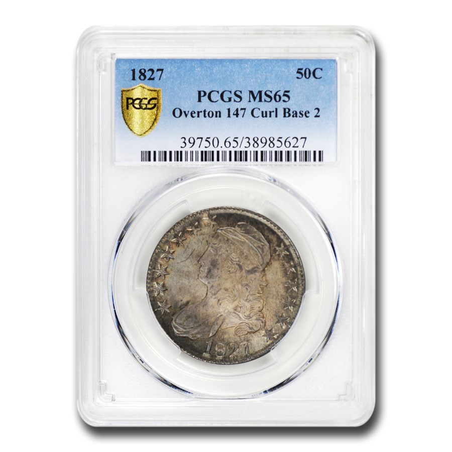 1827 Bust Half Dollar MS-65 PCGS (O-147, Curled Base 2)