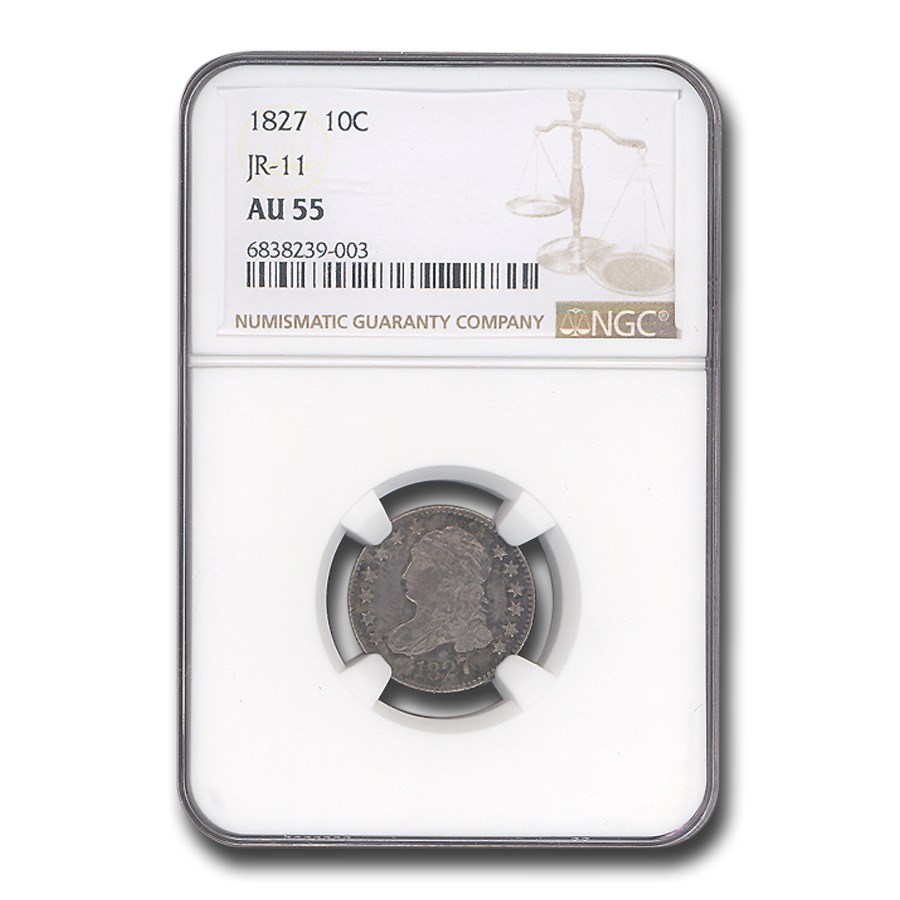 1827 Capped Bust Dime AU-55 NGC (JR-11)