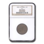 1828 Half Cent 12 Stars MS-62 NGC (Brown, C-2)