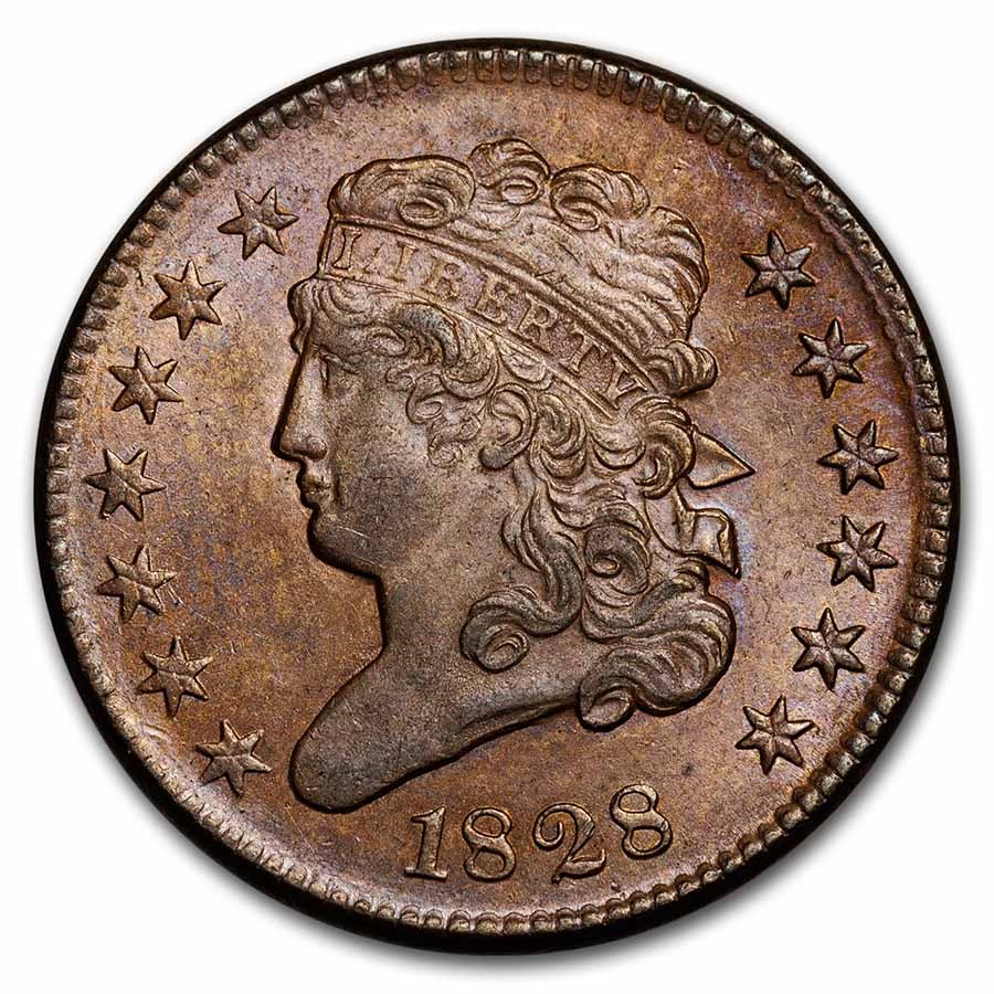 1828 Half Cent 13 Stars BU (Brown)