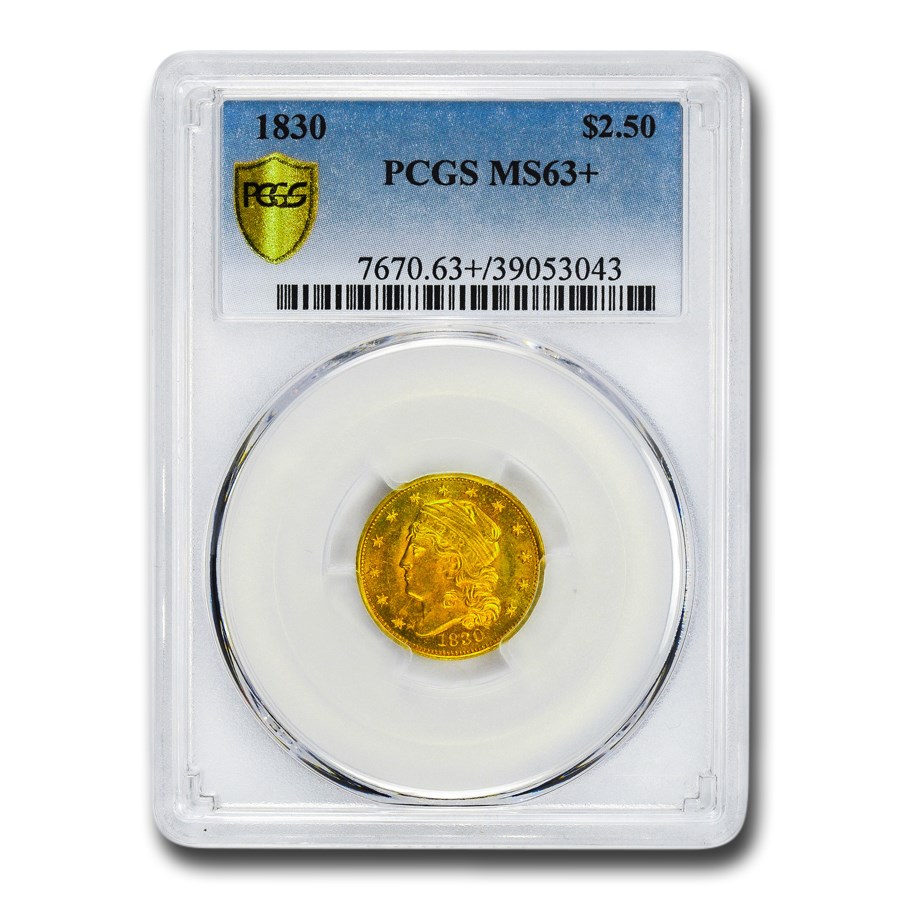 1830 $2.50 Capped Bust Gold Quarter Eagle MS-63+ PCGS
