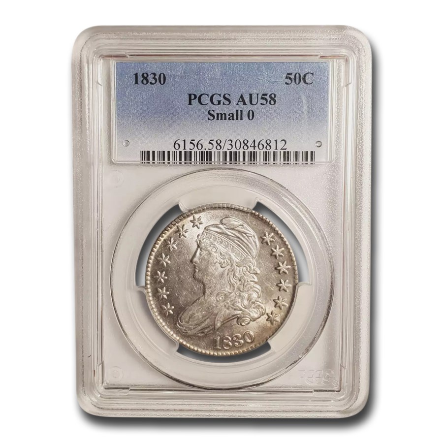 1830 Bust Half Dollar AU-58 PCGS (Small 0)