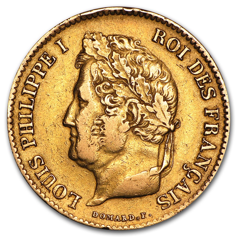 1831-1839 France Gold 40 Francs Louis Philippe I (Avg Circ)