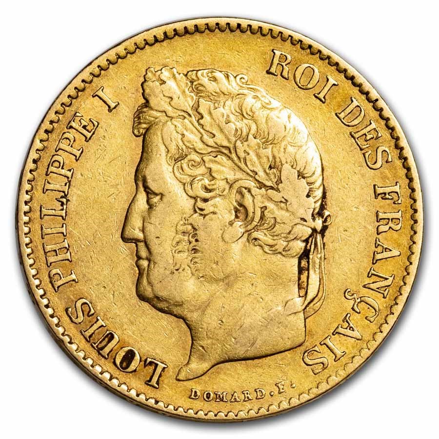 1832-A * Anchor France Gold 40 Francs Louis Philippe I XF