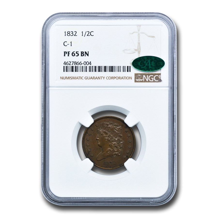 1832 Half Cent PF-65 NGC CAC (Brown, C-1)