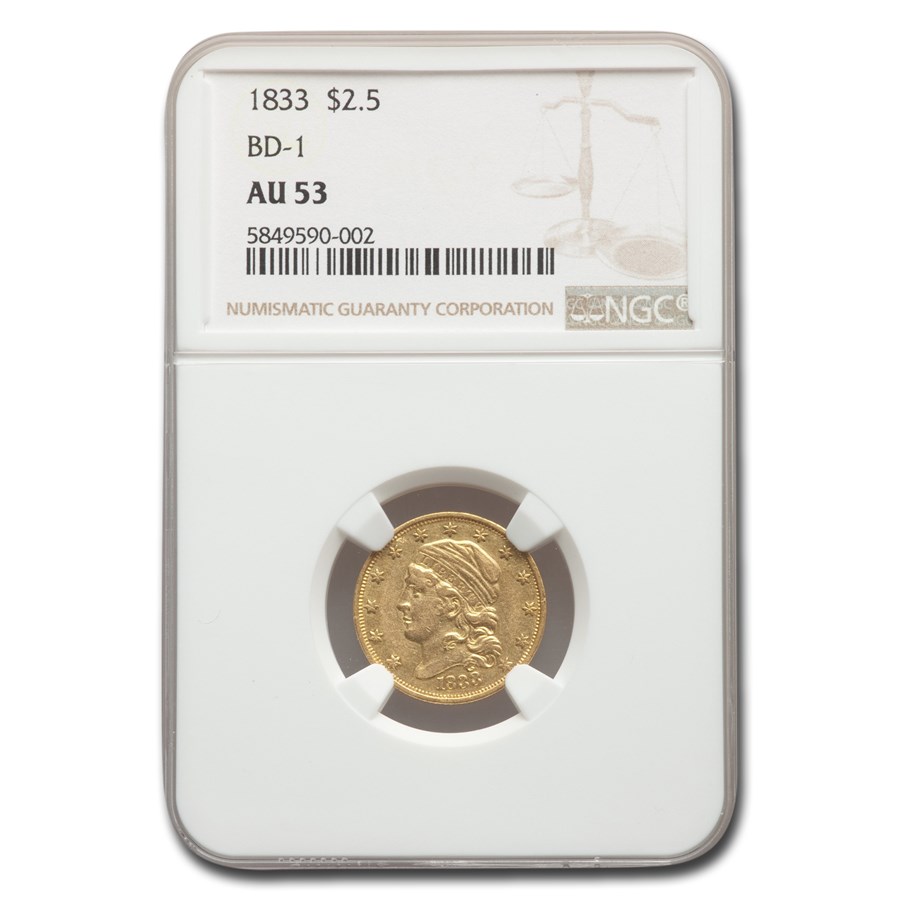 Buy 1833 $2.50 Gold Capped Bust Quarter Eagle AU-53 NGC (BD-1) | APMEX