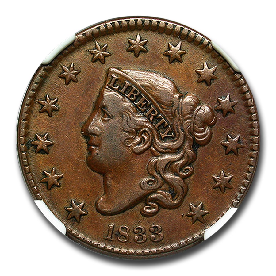 1833 Large Cent XF-45 NGC (Brown)