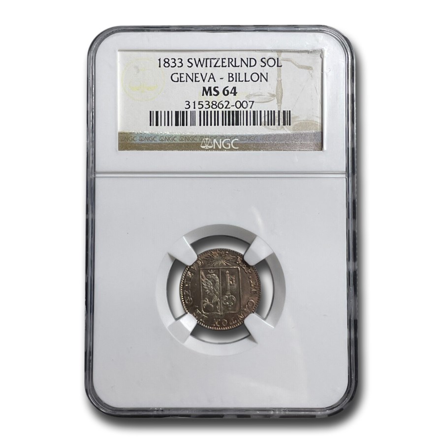 1833 Switzerland Sol MS-64 NGC