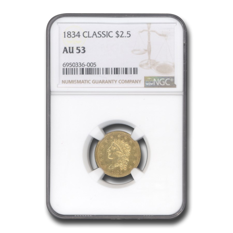 1834 $2.50 Gold Classic Head Quarter Eagle AU-53 NGC