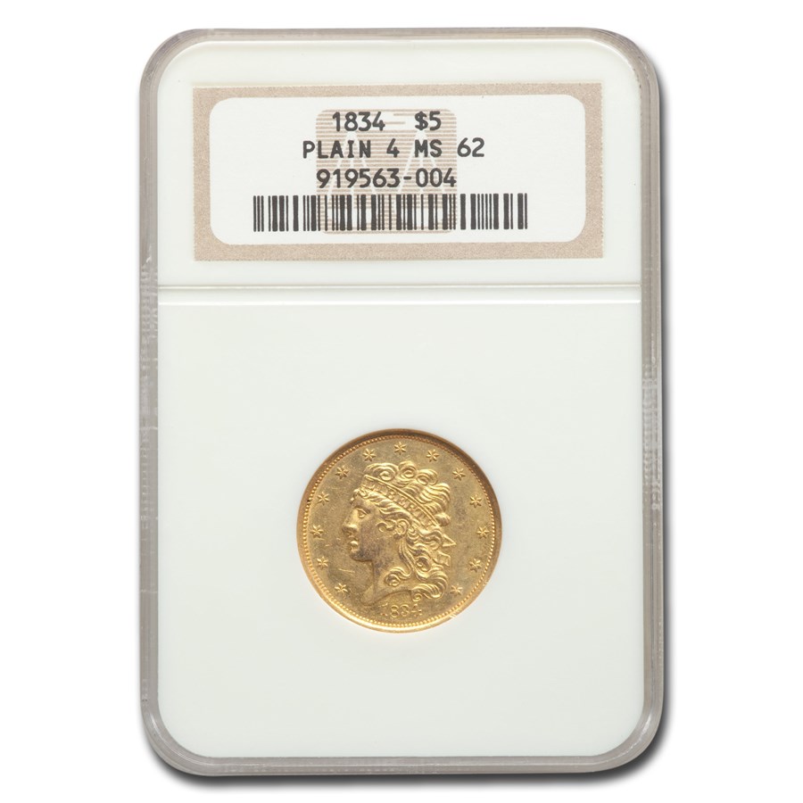 Buy 1834 $5 Classic Head Gold Half Eagle MS-62 NGC (Plain 4) | APMEX