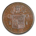 1834-B Italy Papal States 1/2 Baiocco MS-65+ PCGS (Brown)