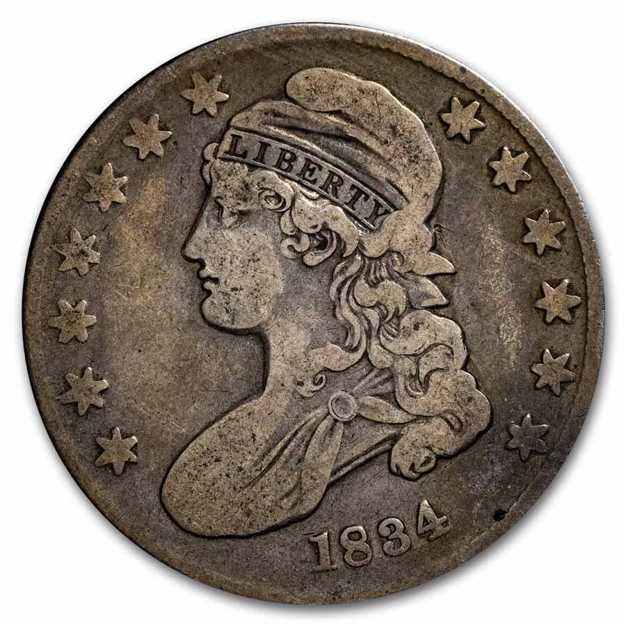 1834 Bust Half Dollar Fine (Lg Date, Sm Letters)