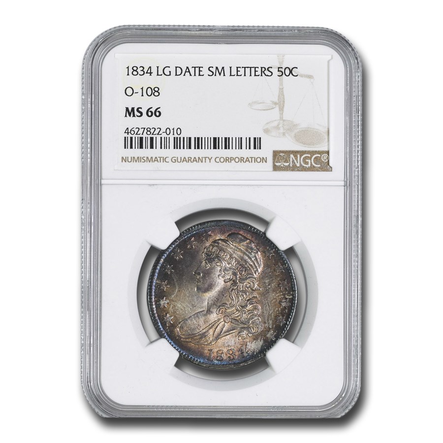 1834 Bust Half Dollar MS-66 NGC (Lg Date, Lg Letters)