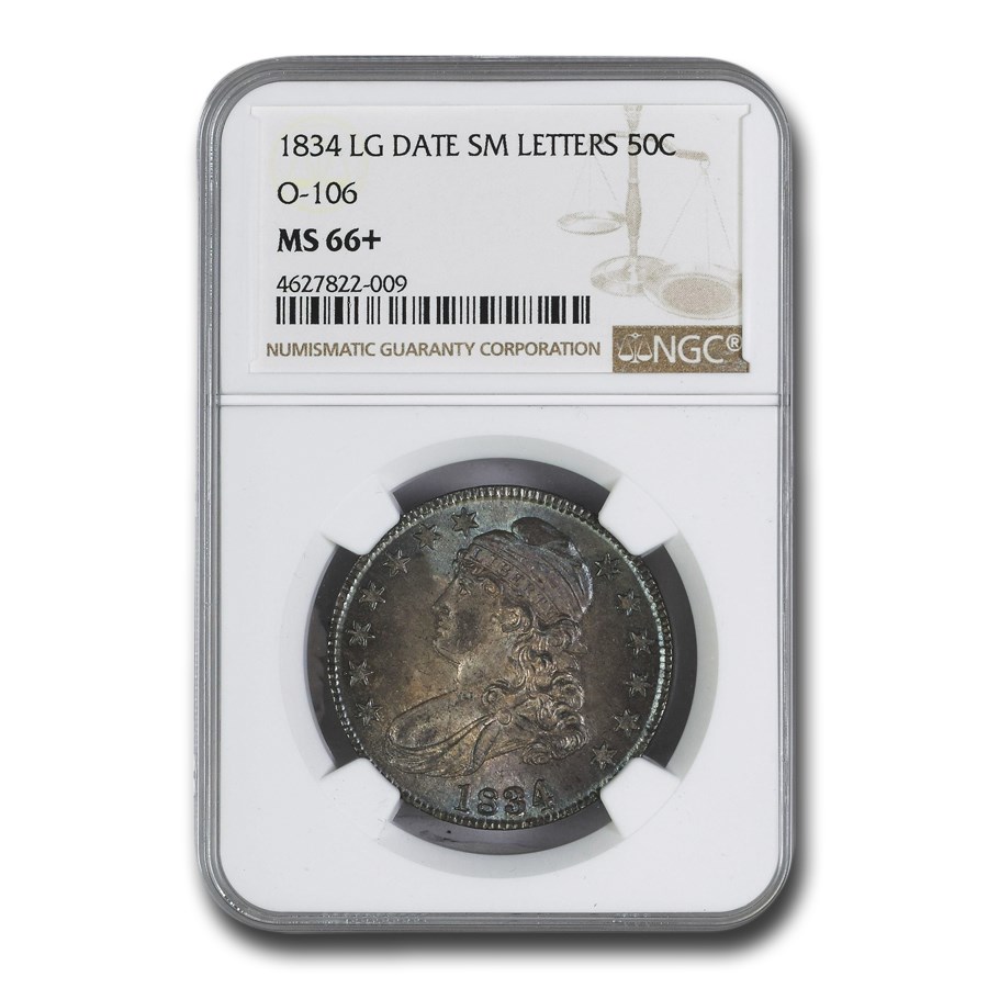 1834 Bust Half Dollar MS-66+ NGC (Lg Date, Sm Letters)