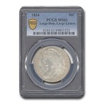 1834 Capped Bust Half Dollar MS-61 PCGS (Lg Date, Lg Letters)