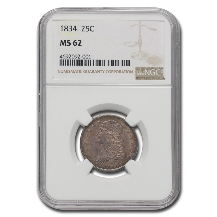 1834 Capped Bust Quarter MS-62 NGC