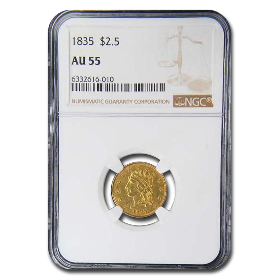 1835 $2.50 Gold Classic Head Quarter Eagle AU-55 NGC