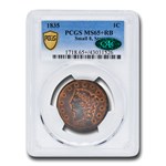 1835 Large Cent MS-65+ PCGS CAC (Red/Brown, Small 8, Stars)