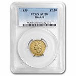 1836 $2.50 Gold Classic Head Script 8 AU-50 PCGS