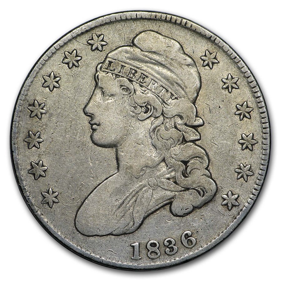 1836 Bust Half Dollar Fine (Lettered Edge)