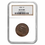 1836 Large Cent AU-53 NGC (Brown)