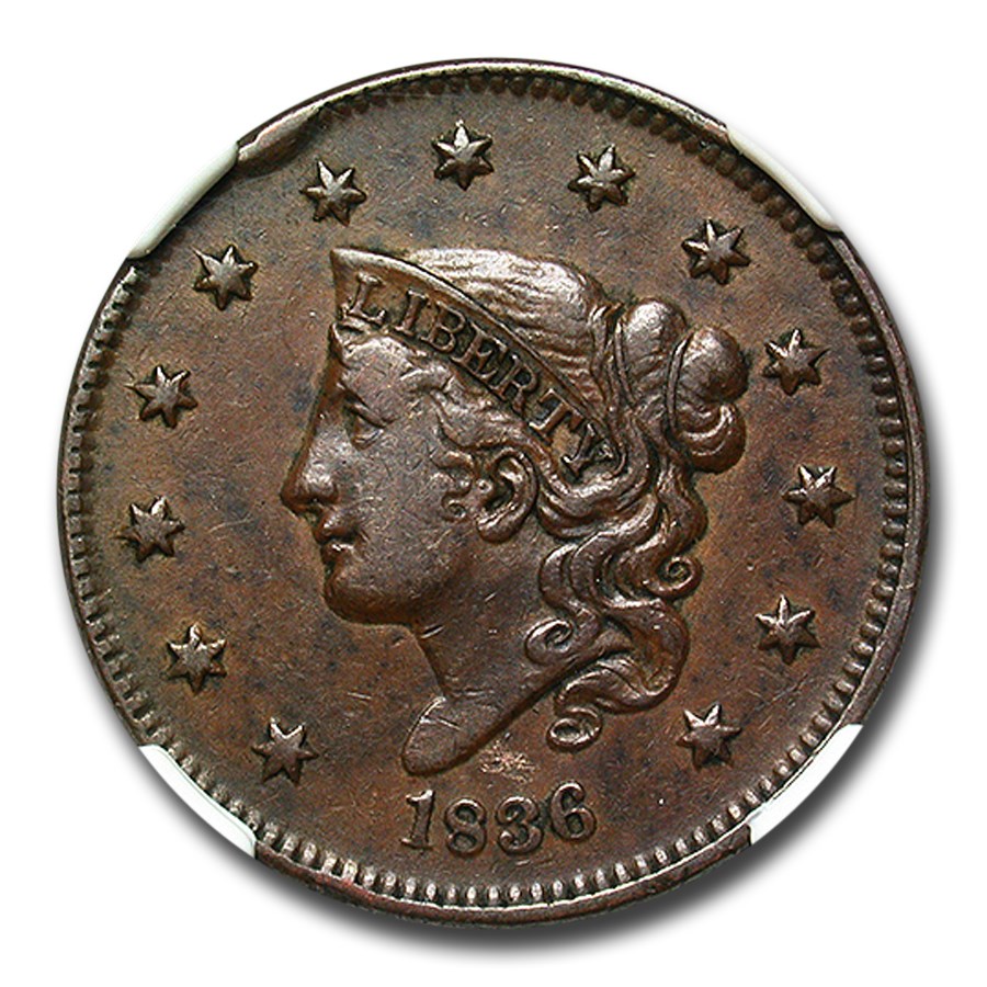 1836 Large Cent AU-55 NGC