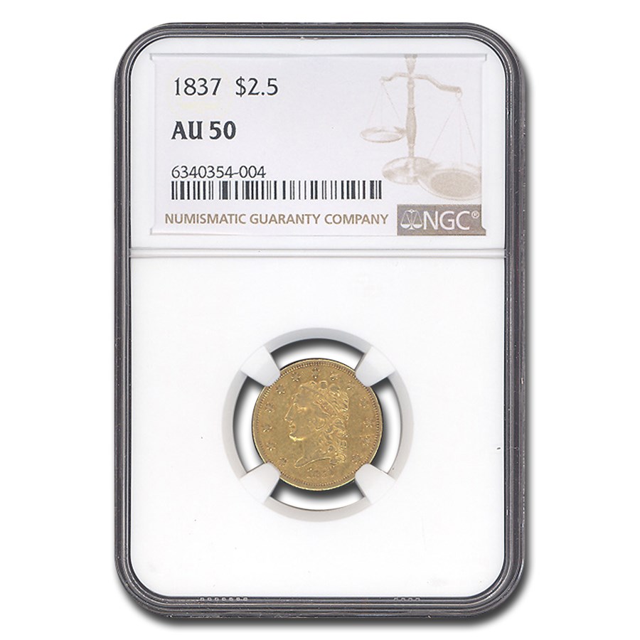 1837 $2.50 Gold Classic Head Quarter Eagle AU-50 NGC