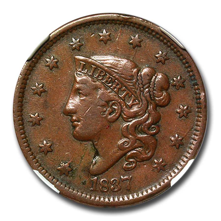 1837 Large Cent VF-35 NGC (Brown)