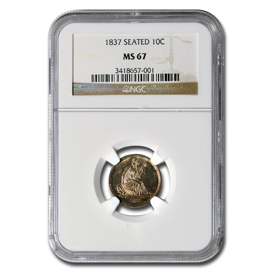 1837 Liberty Seated Dime MS-67 NGC