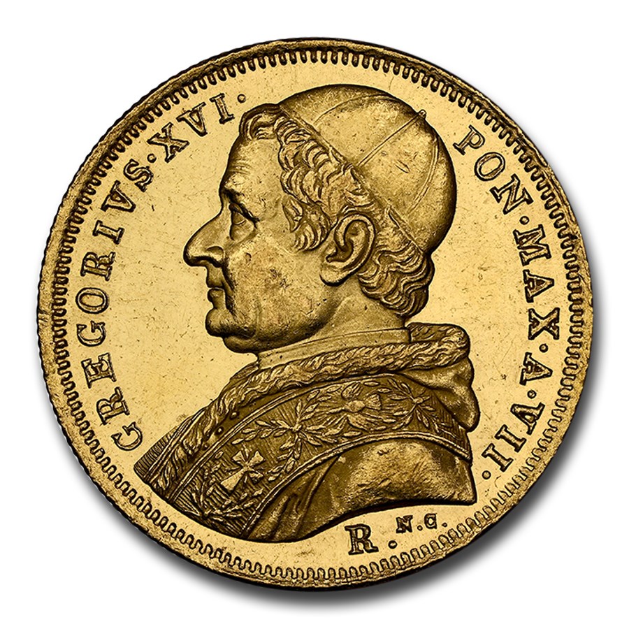 1837-R Italy Papal States Gold 10 Scudi Gregory XVI MS-63 NGC