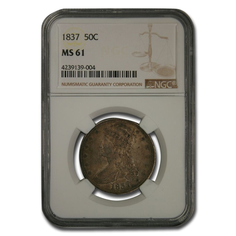 1837 Reeded Edge Half Dollar MS-61 NGC