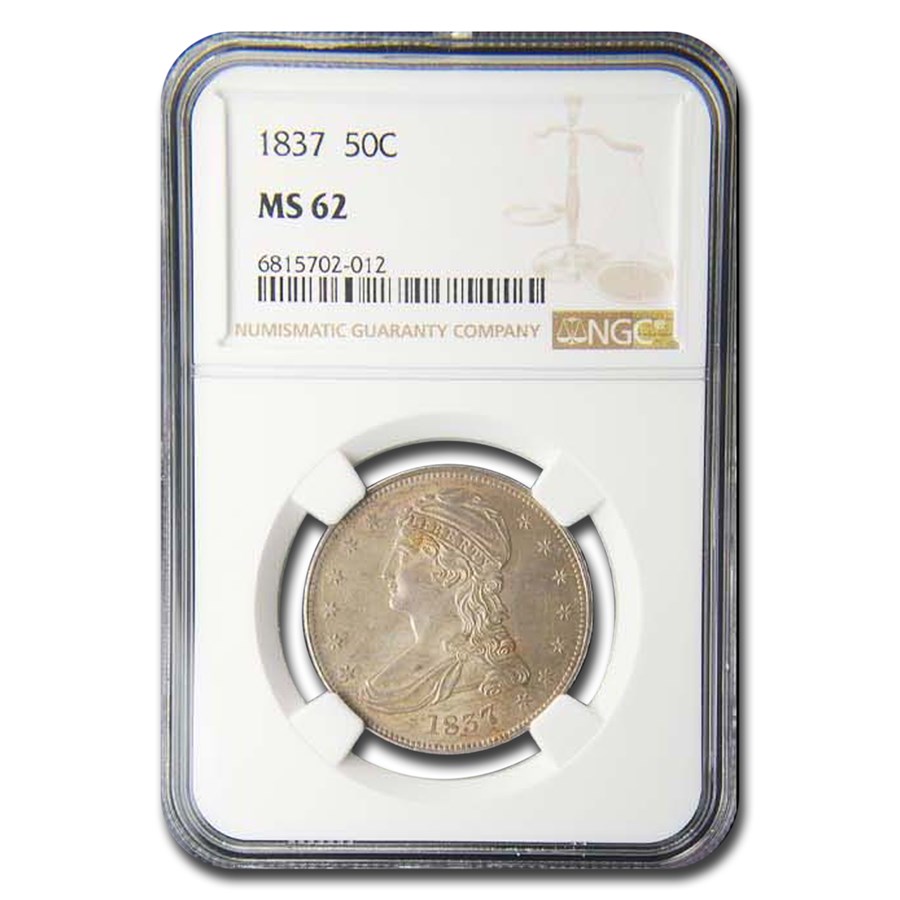 1837 Reeded Edge Half Dollar MS-62 NGC