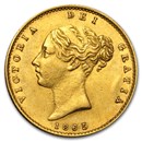 1838-1885 Great Britain Gold 1/2 Sov Victoria Young Head Avg Circ