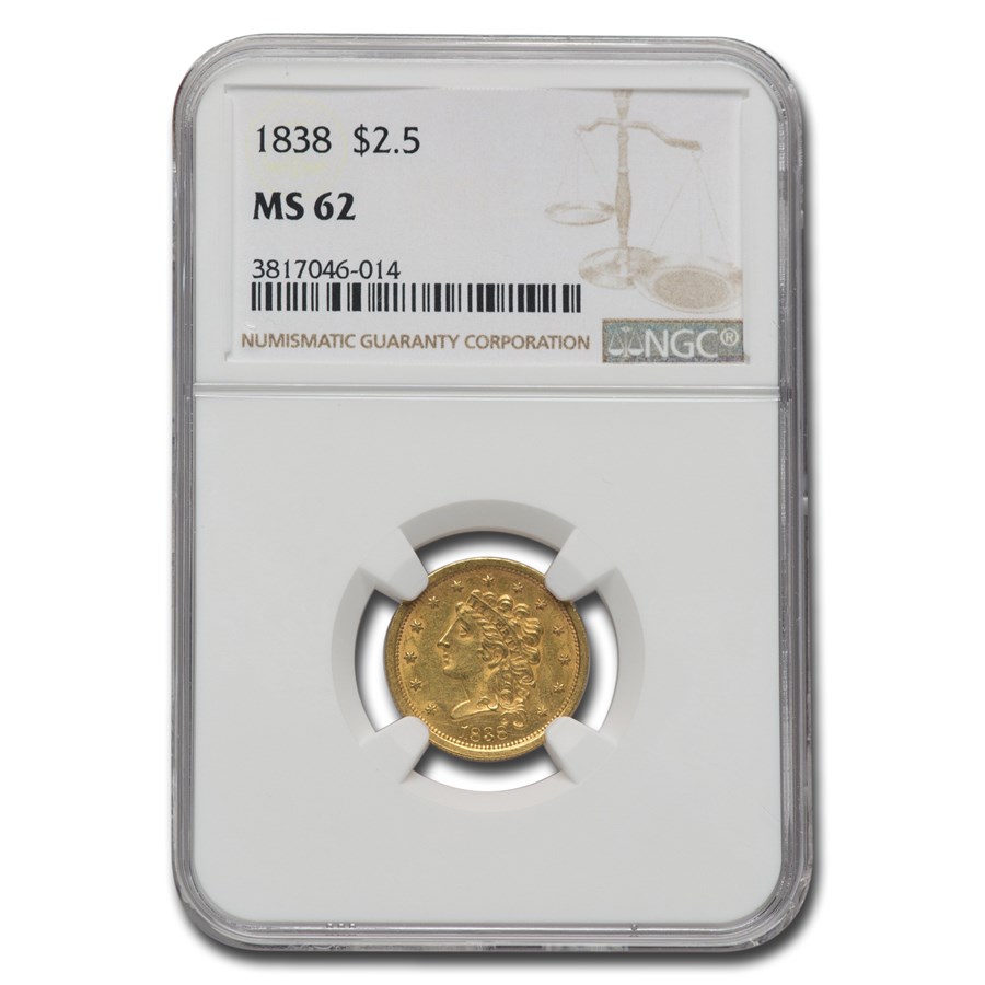 Buy 1838 $2.50 Gold Classic Head Quarter Eagle MS-62 NGC | APMEX