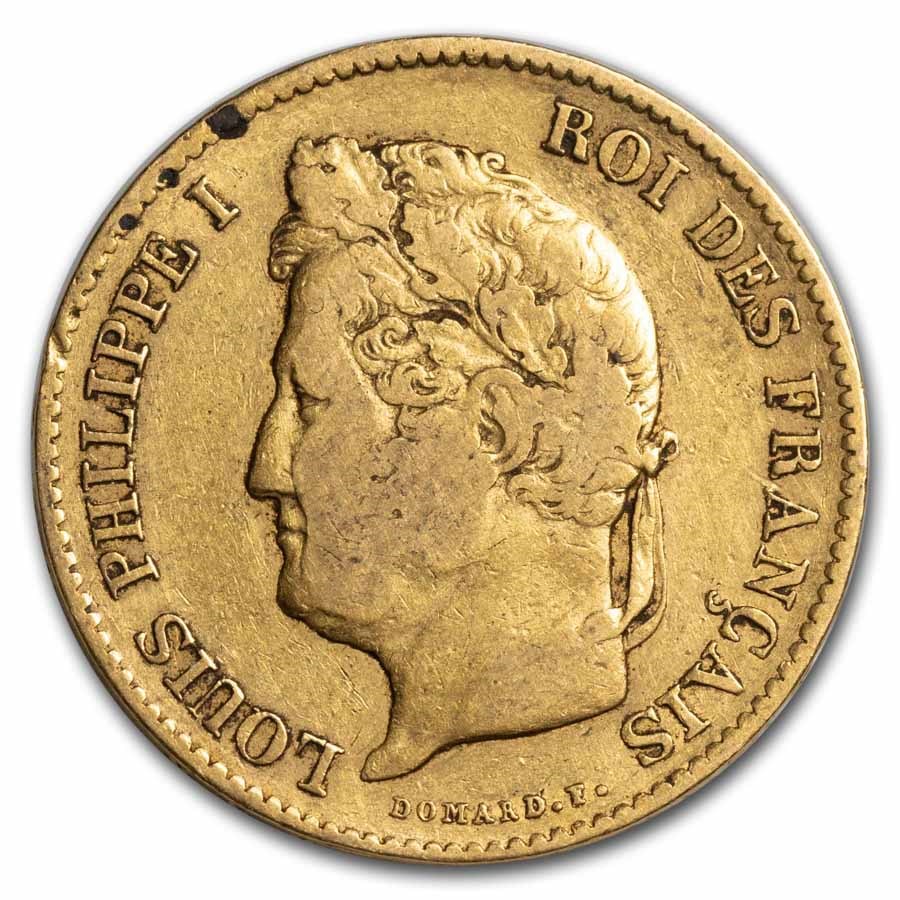 1838-A * Anchor France Gold 40 Francs Louis Philippe I XF