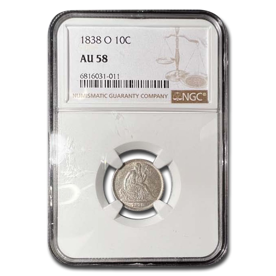 1838-O Liberty Seated Dime AU-58 NGC