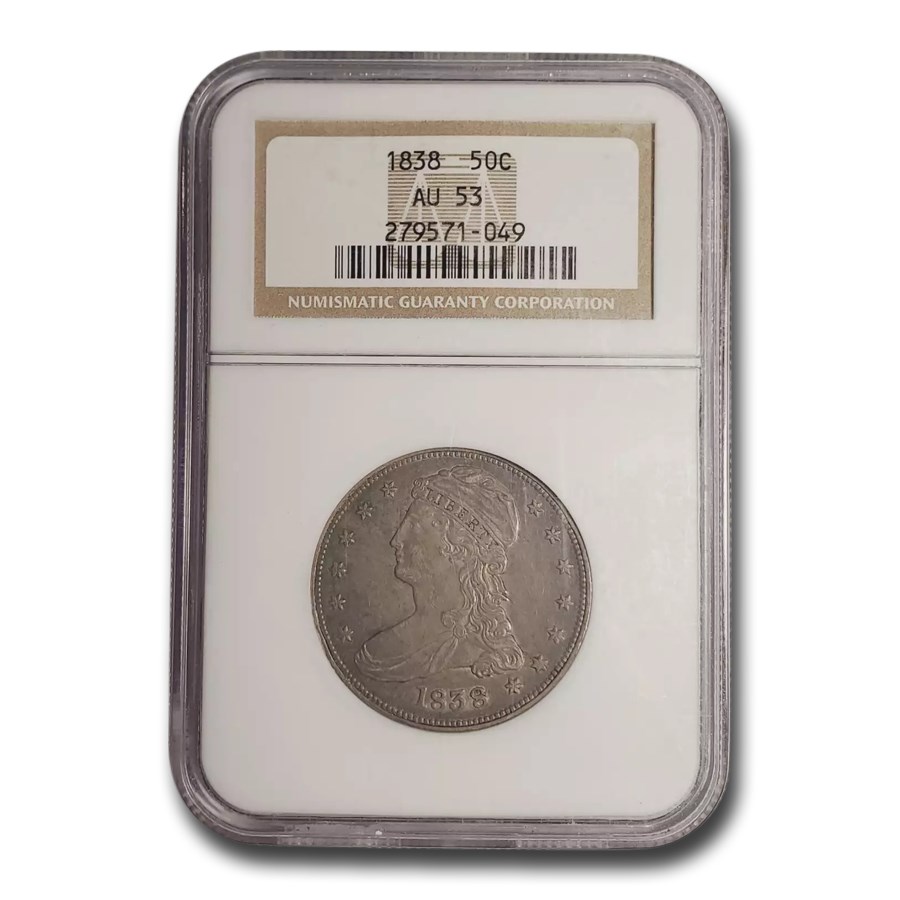 1838 Reeded Edge Half Dollar AU-53 NGC