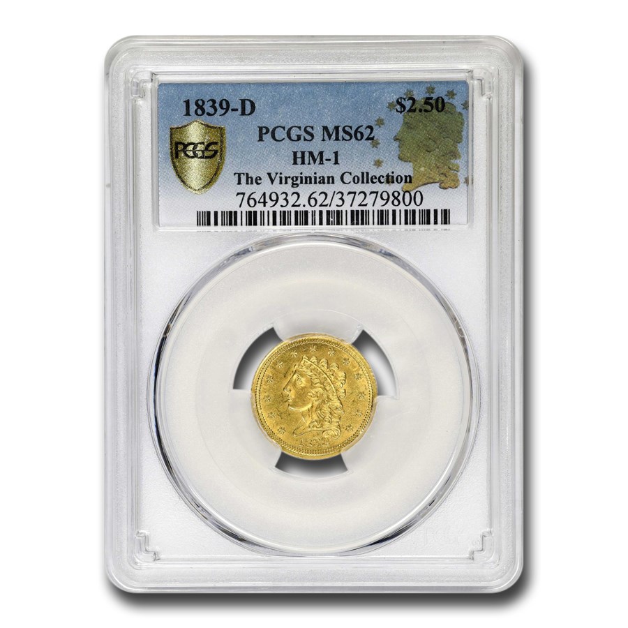 1839-D $2.50 Gold Classic Head Quarter Eagle MS-62 PCGS (HM-1)