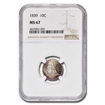 1839 Liberty Seated Dime MS-67 NGC